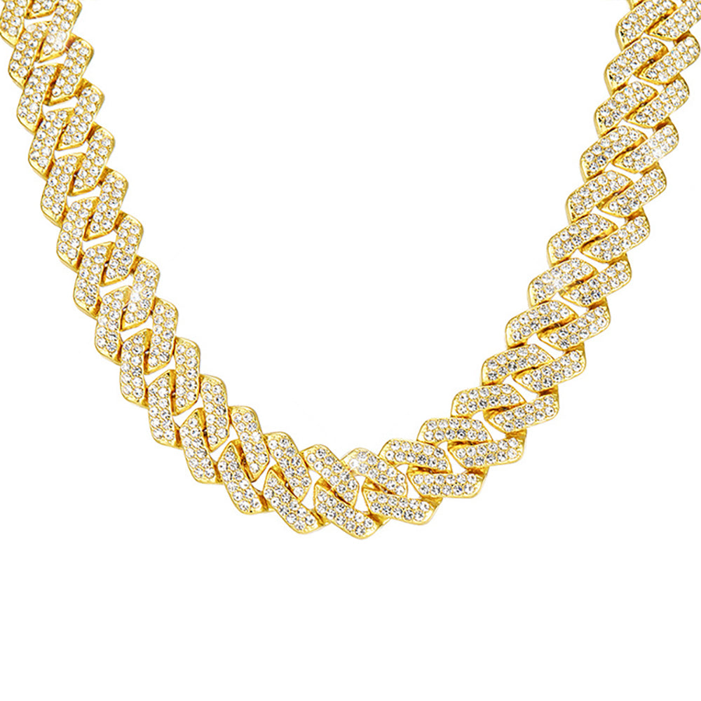 Hip Hop Shiny 15MM Cuban Link Chain Necklace