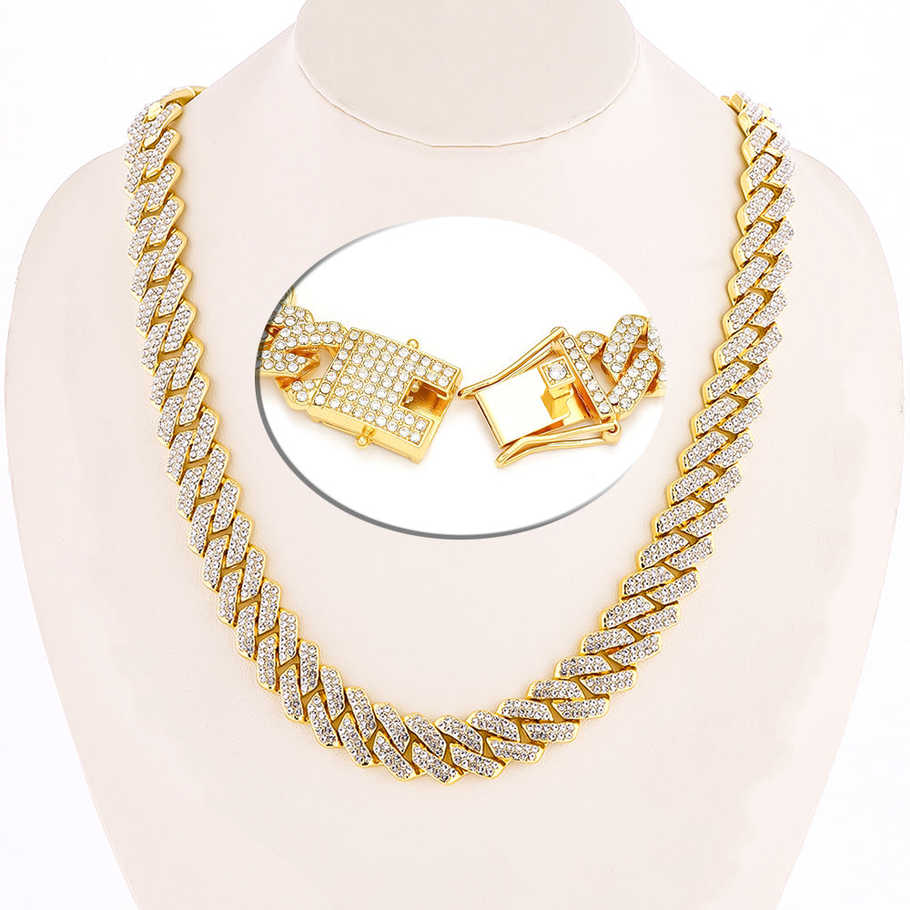 Hip Hop Shiny 15MM Cuban Link Chain Necklace