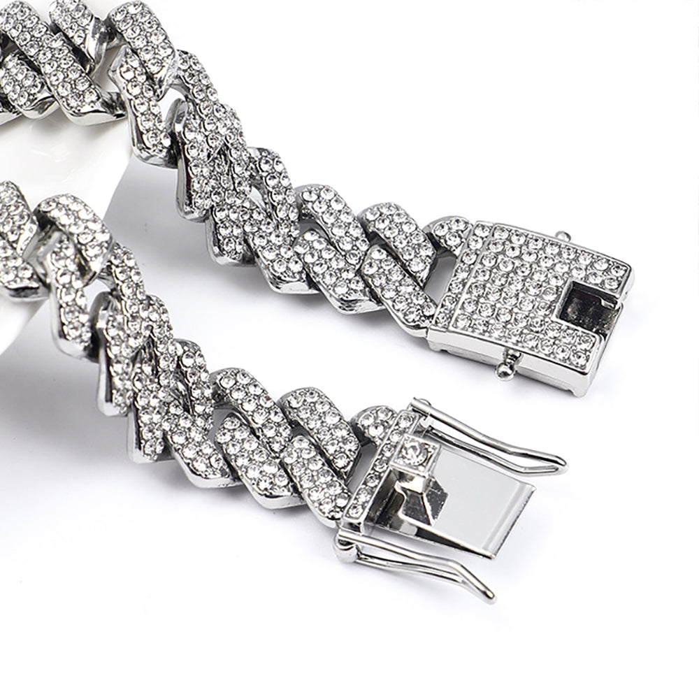 Hip Hop Shiny 15MM Cuban Link Chain Necklace